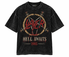Camiseta SLAYER - HELL AWAITS - 1985 -Acid Wash Edition