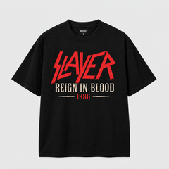 Camiseta Slayer Reign in Blood — 1986 | Thrash Metal | Oversize Premium