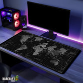 Black World Map Pad Mouse Gaming XL - Barcraft
