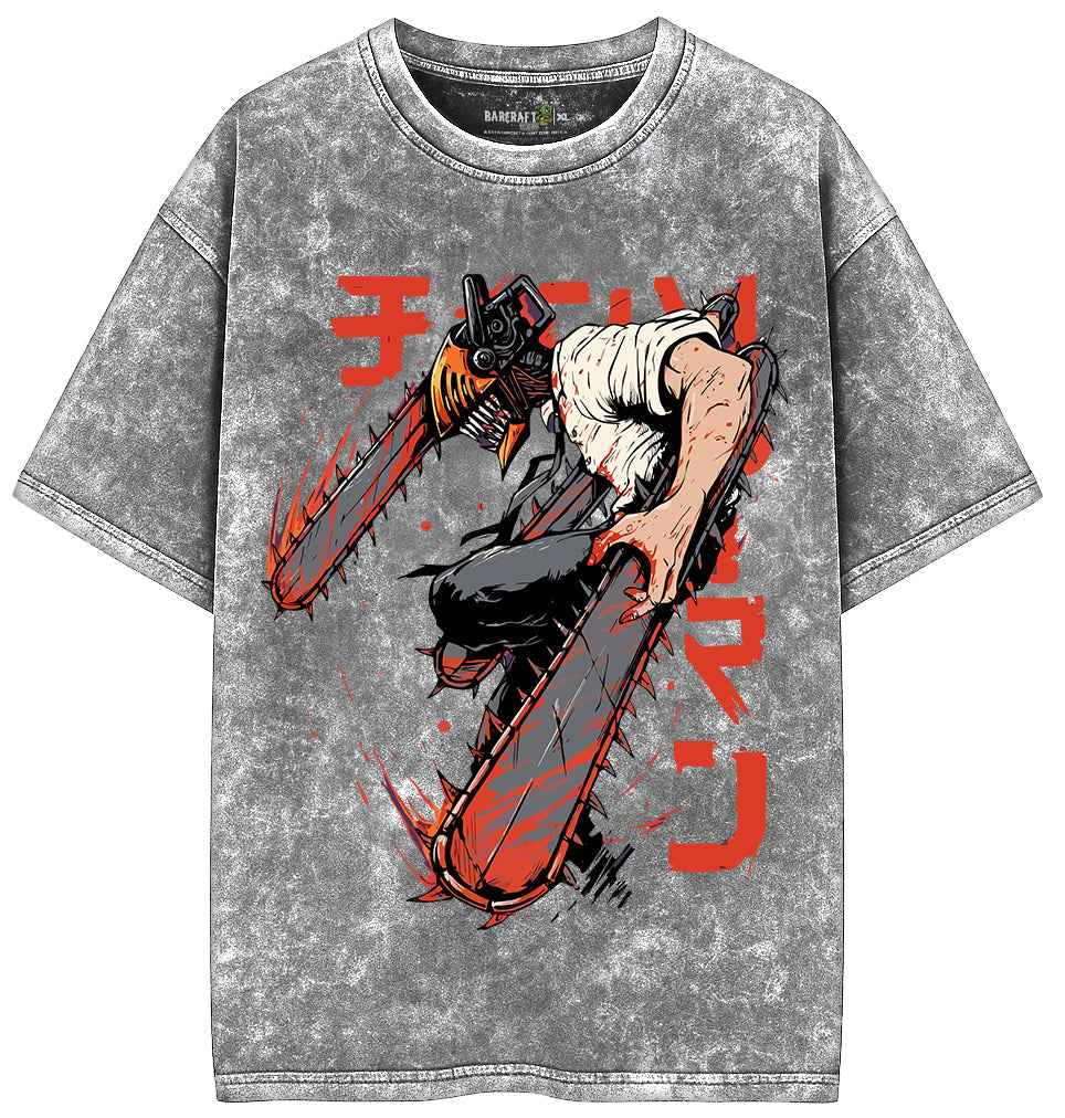 Chainsaw Man Acid Wash Oversized