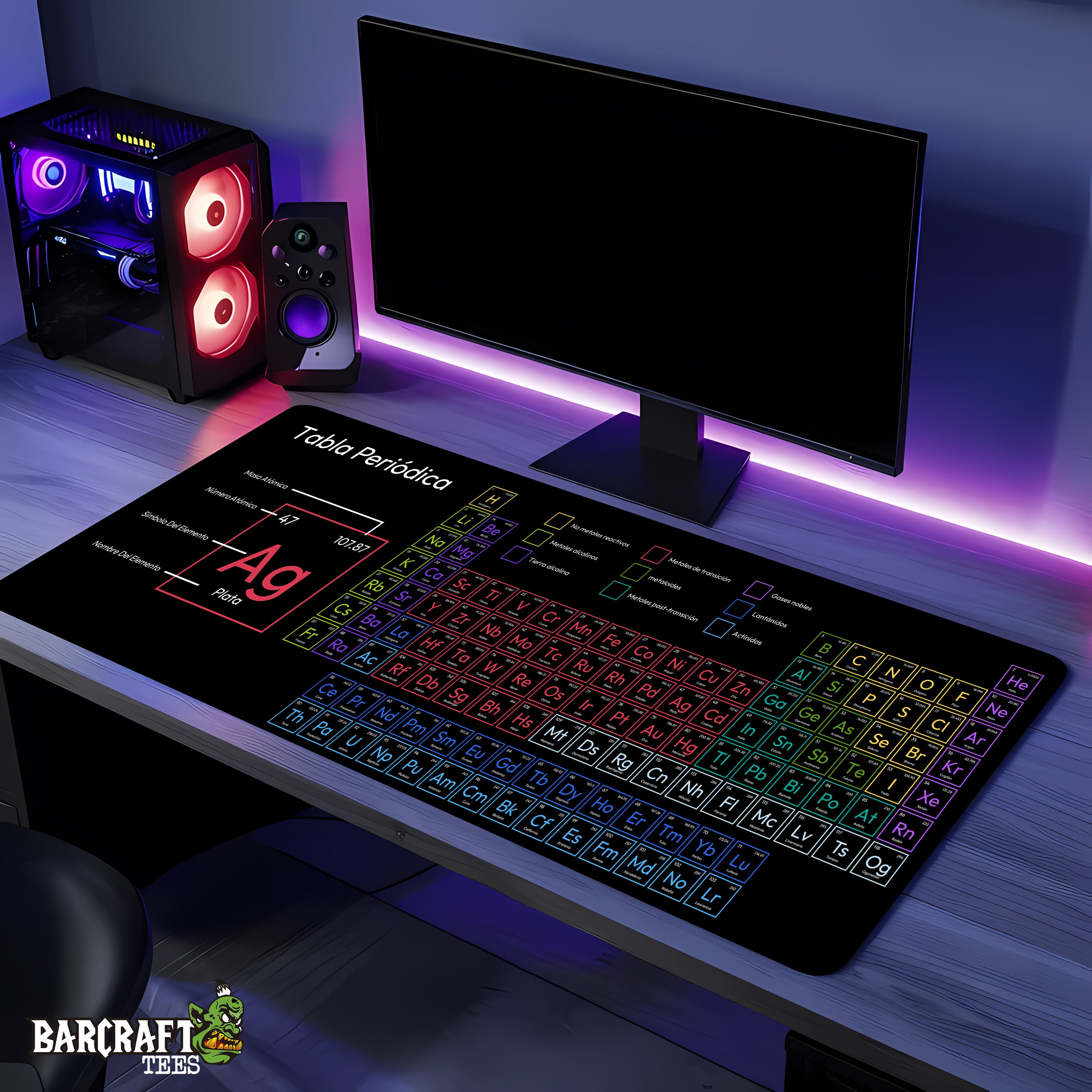 Tabla Periódica Pad Mouse Gaming XL - Barcraft