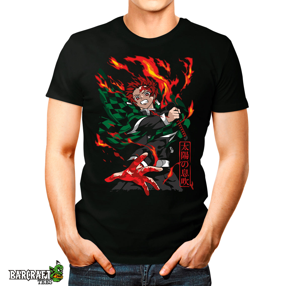 Camiseta negra respiracion solar tanjiro