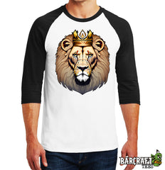 Camiseta beisbolera rey leon blanco y negro 