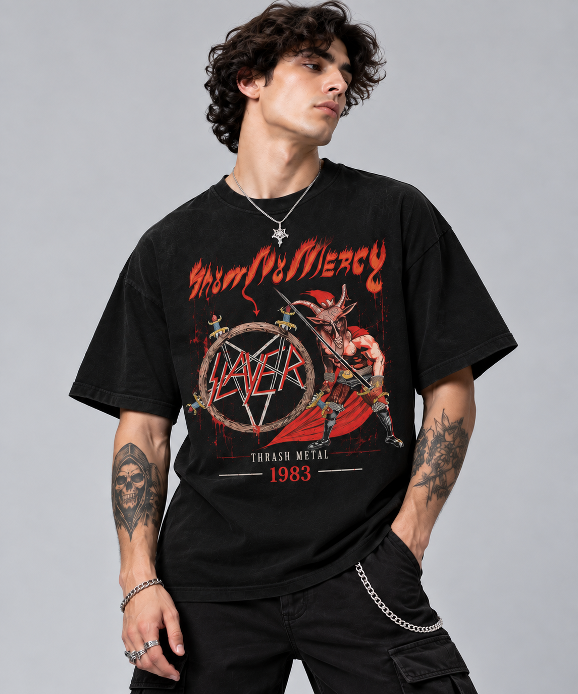 Camiseta Premium SLAYER - SHOW NO MERCY - 1983 (Horma Oversized)
