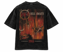 Camiseta SLAYER - HELL AWAITS - 1985 -Acid Wash Edition