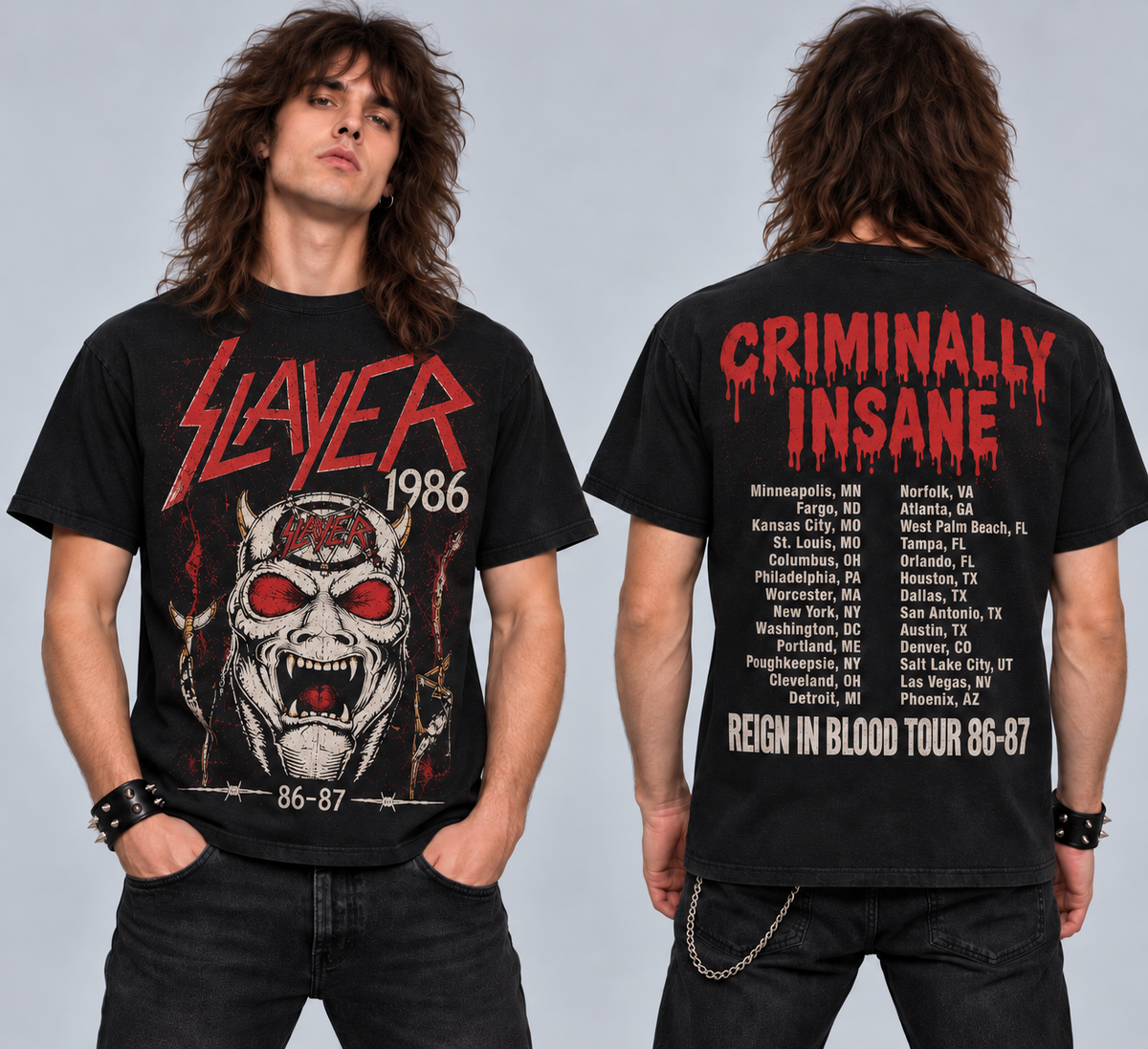 Camiseta Slayer - HELL ON TOUR 1986-87 - Urbana Premium