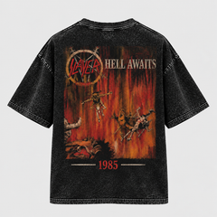 Camiseta Slayer Hell Awaits 1985  | Thrash Metal | Acid Wash Edition