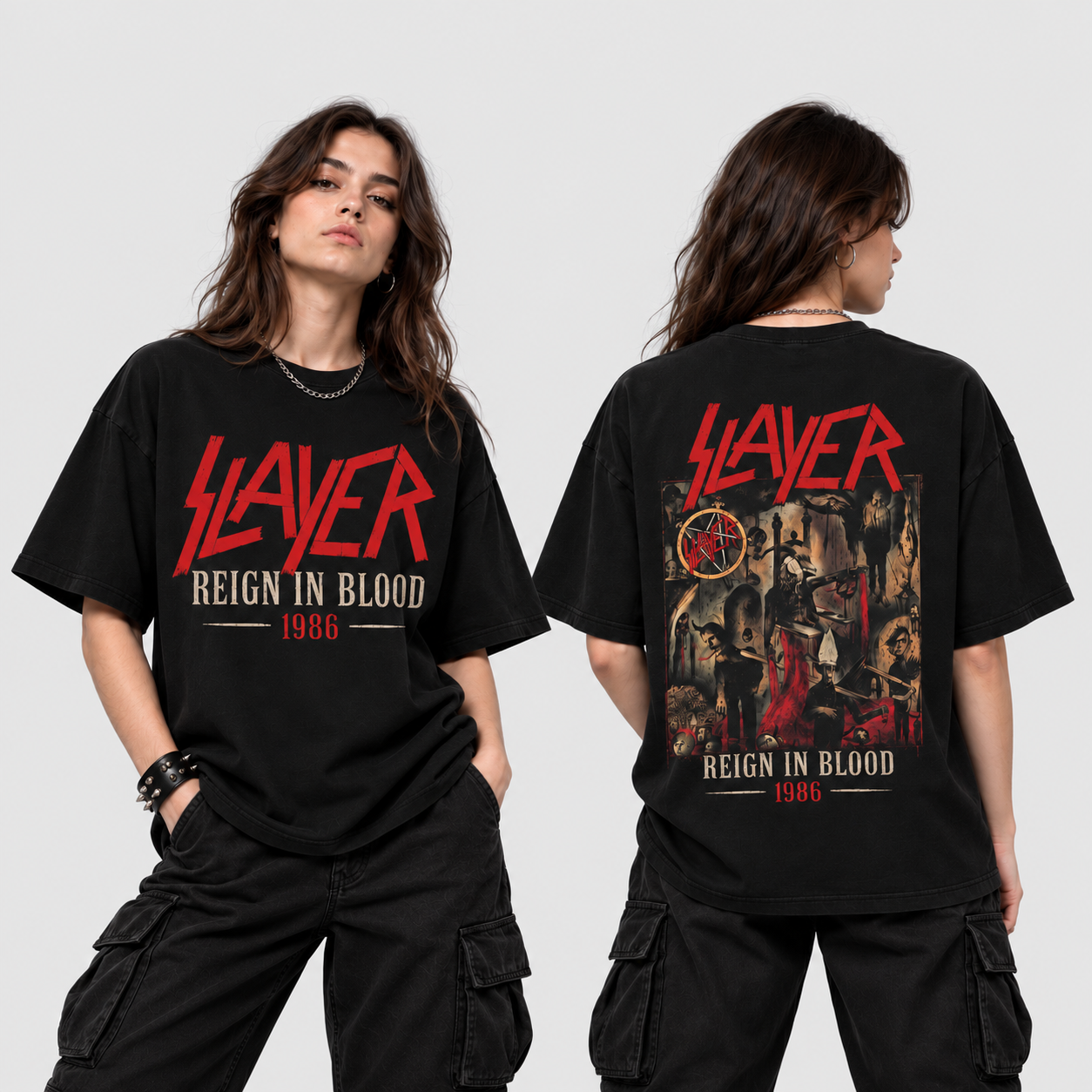 Camiseta Slayer Reign in Blood — 1986 | Thrash Metal | Oversize Premium