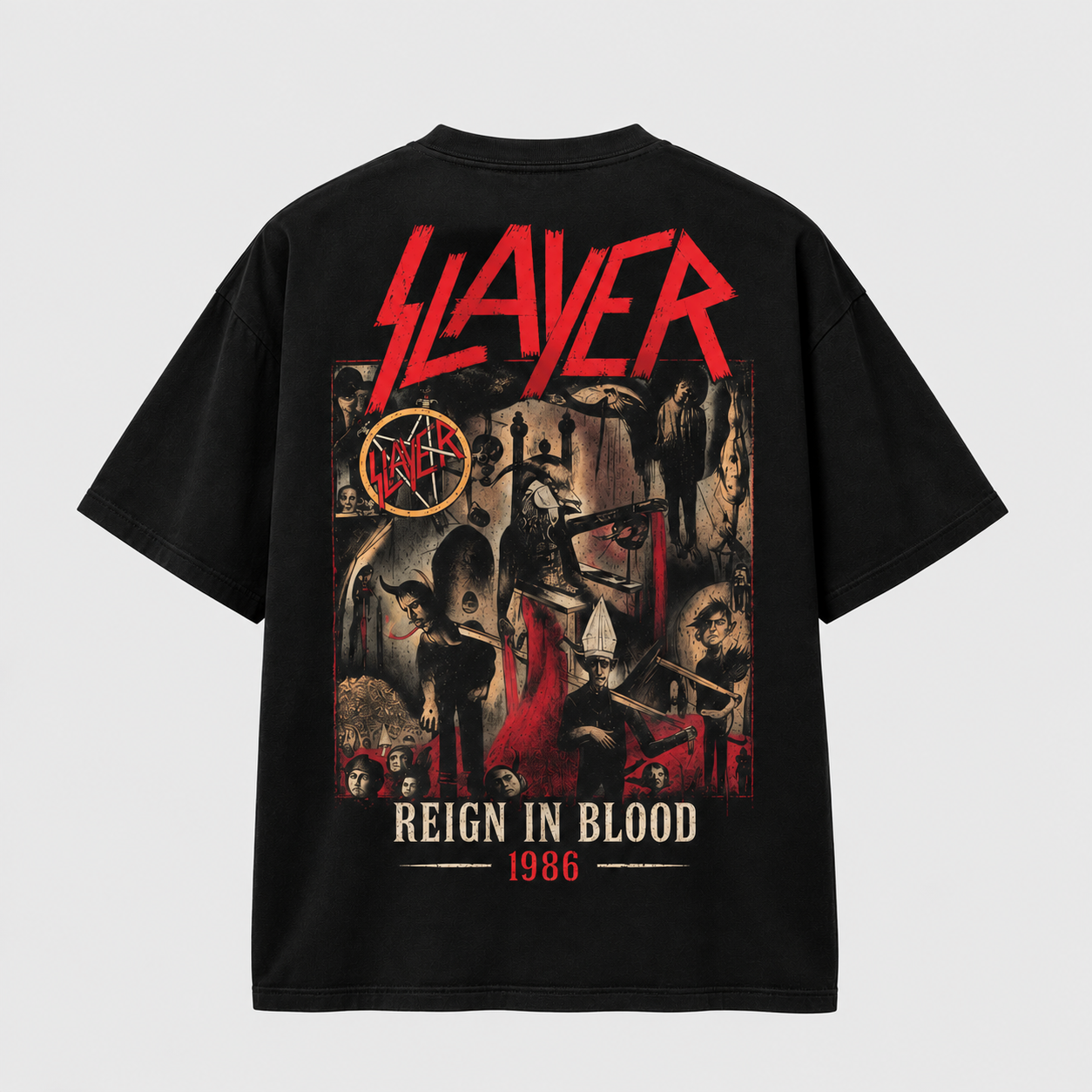Camiseta Slayer Reign in Blood — 1986 | Thrash Metal | Oversize Premium