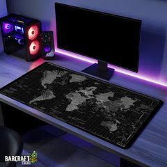 Black World Map Pad Mouse Gaming XL