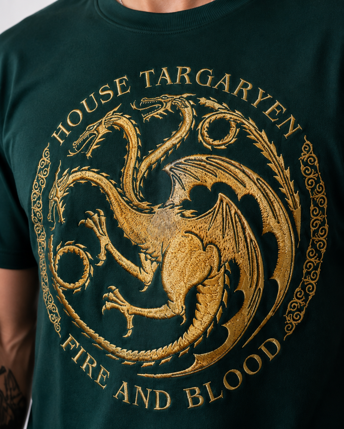 Camiseta House Targaryen Fire & Blood (Edición Verdes y Negros)