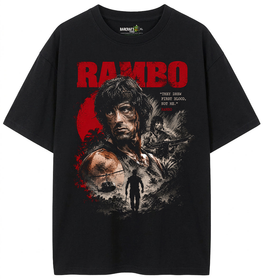 Camiseta Oversized Premium Rambo First Blood Edition
