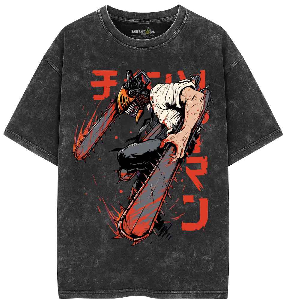 Chainsaw Man Acid Wash Oversized