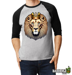 Camiseta beisbolera rey leon gris y negro 