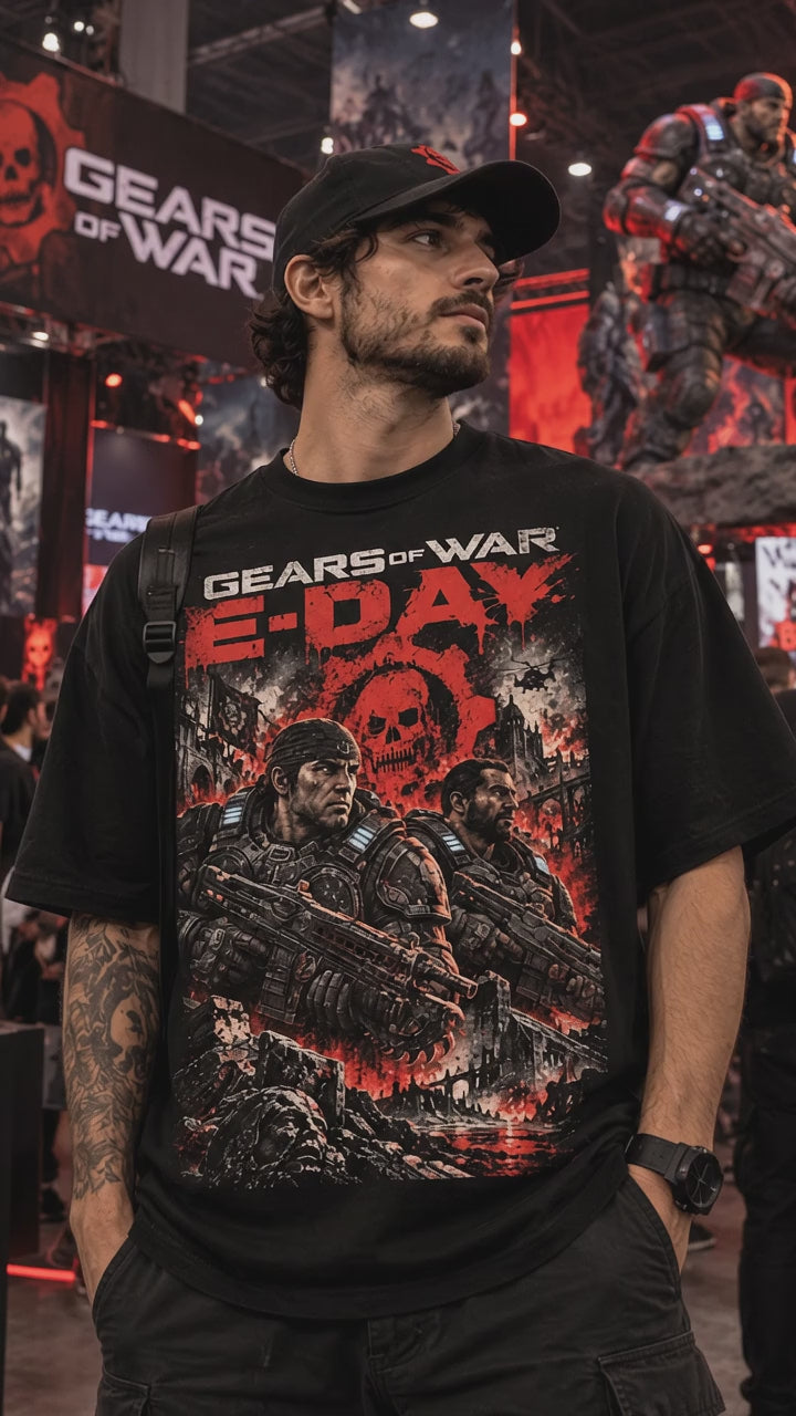 Camiseta Oversize Gears of War E-Day
