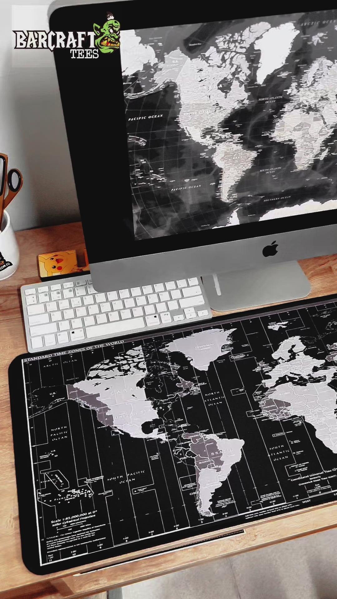 Black World Map Pad Mouse Gaming XL